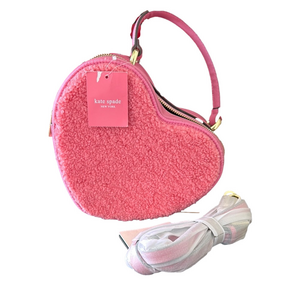 Kate Spade NWT Love Shack Sherpa Crossbody — Pink Faux-Fur Heart Bag MSRP $349